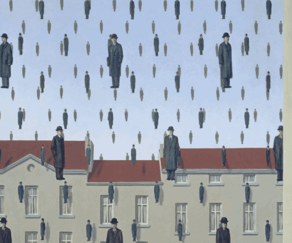 Golconda by Belgian surrealist artist René Magritte