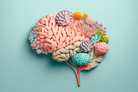 199874624-flower-model-of-human-brain-anatomy-on-pastel-background-generative-ai-illustration